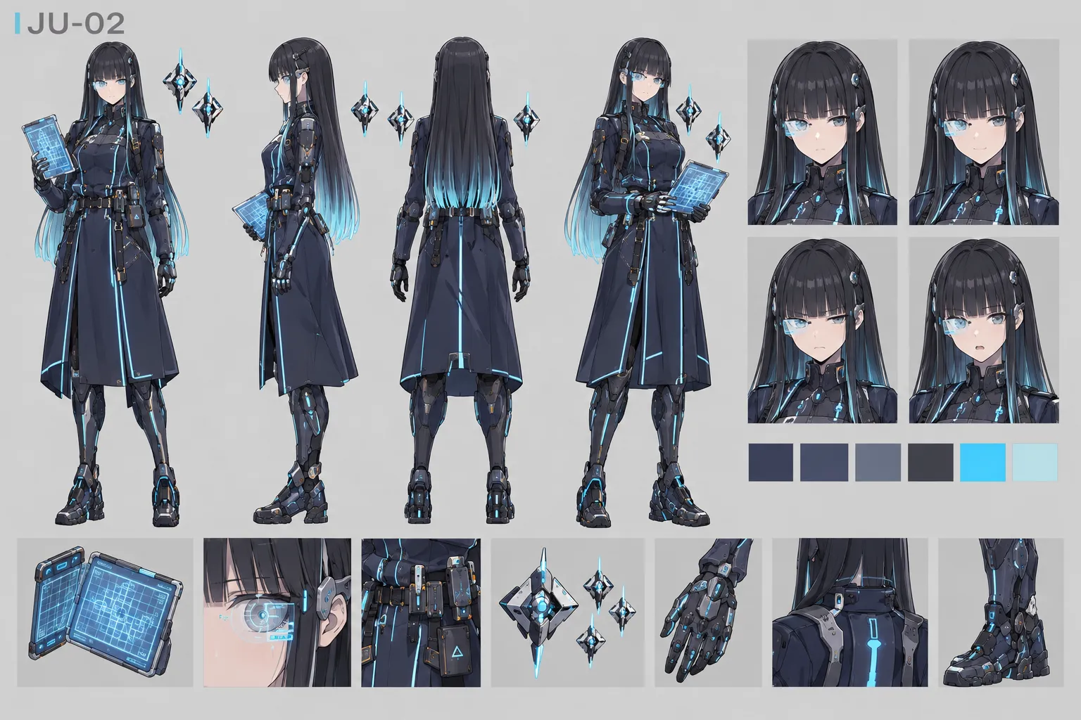 Hoja de diseño del personaje Ju, JU-02